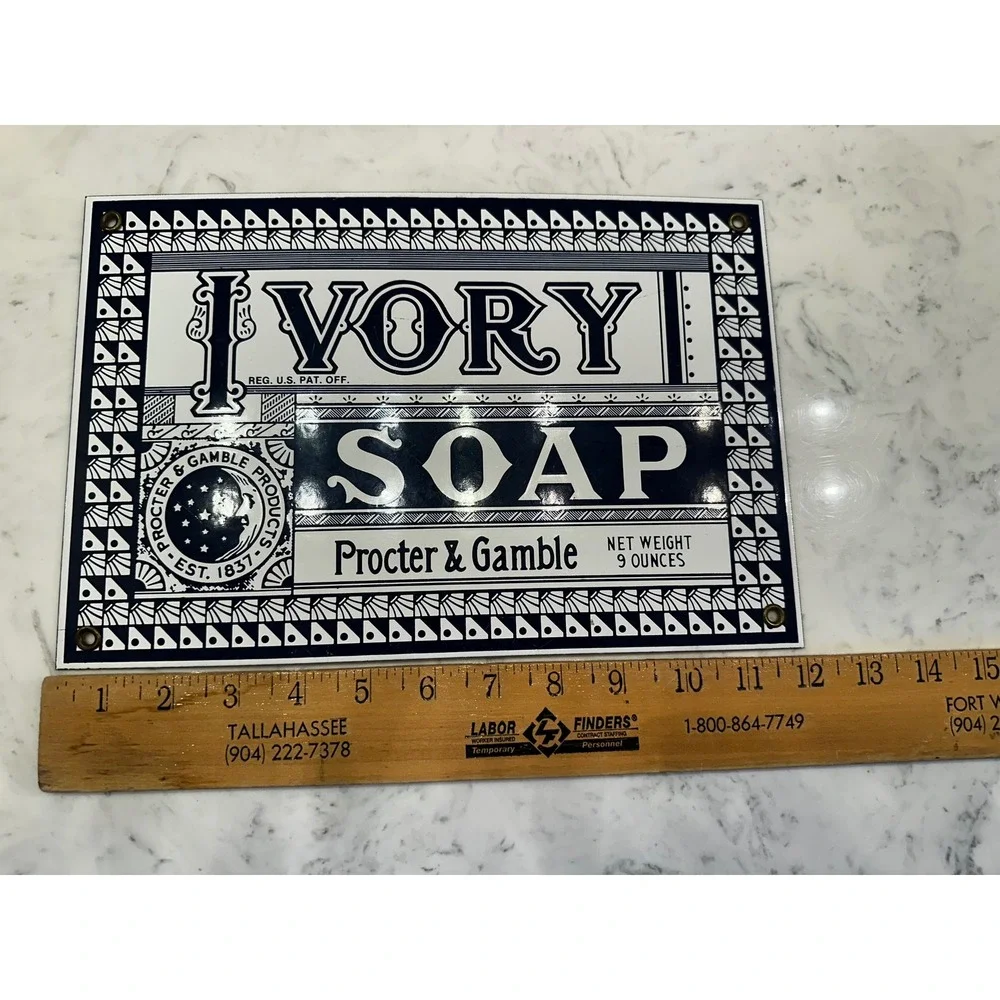 Ande Rooney Ivory Soap Porcelain Enamel Advertising Sign Procter & Gamble 12x8